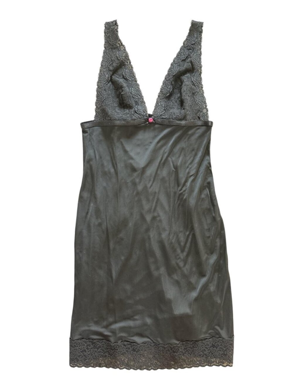 Victoria's Secret Chemise Nightgown Womens Small Black Lace Satin Sleepwear